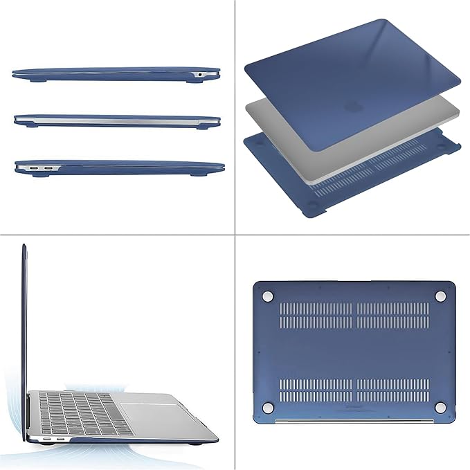 MOSISO Compatible with MacBook Air 13 inch Case M1 Chip 2021-2018 Release A2337 A2179 A1932, Plastic Hard Shell&Keyboard Cover&Screen Film&Storage Bag for MacBook Air 13.3 inch Case, Crystal Midnight