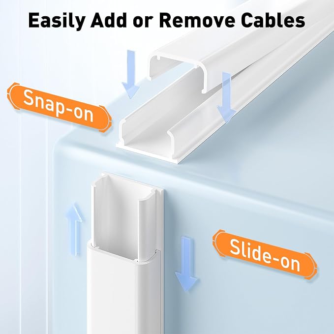Delamu Cord Hider, 236in Cable Hider, Cord Covers for 2-3 Wires on Wall, Wire Covers for Cords, Wire Hiders for TV on Wall, Easier Setup Cable Cover Cable Management, W0.94 H0.47in,White - Image 5