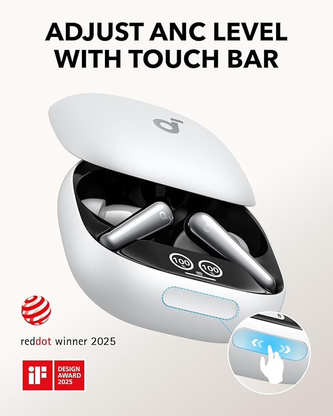 Soundcore Liberty 4 Pro by Anker, Noise Cancelling Wireless Earbuds, 7-Sensor and Real-Time Adaptive Noise Cancelling, 2× Faster Charging, Studio-Level Hi-Fi Music, Clear Calls with 6 Mics and AI