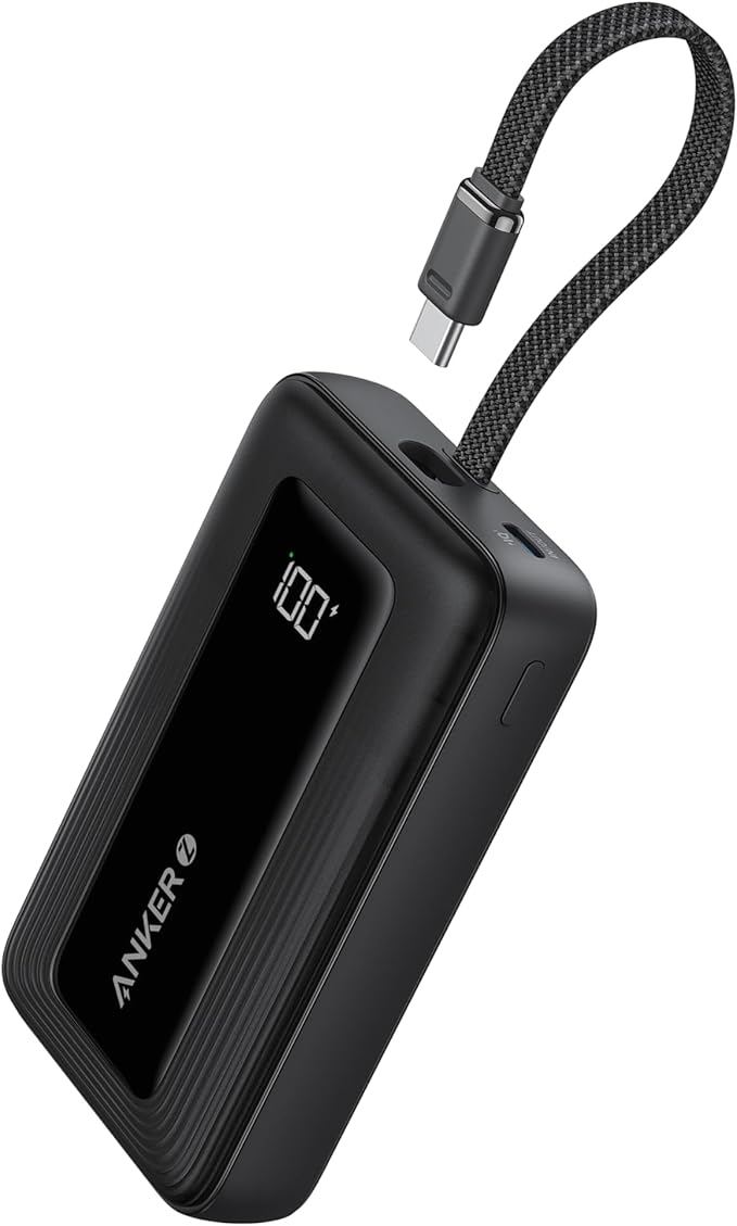 Anker Zolo Power Bank (2025 Upgraded Version), 20,000mAh 30W High-Speed Portable Charger with Built-in USB-C Cable, Battery Pack for iPhone 17/16 / 15 Series, Galaxy, and More
