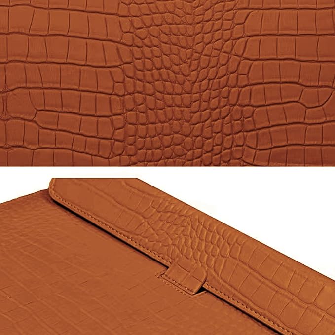Protective Slim Portable Laptop Sleeve 13-13.6 Inch Crocodile PU Leather Case for MacBook Neo 13 A18 Pro A3404 Air 13 Pro 13 M5 A3449 M4 A3240 M3 M2 M1, for HP Dell Microsoft Notebook, Brown