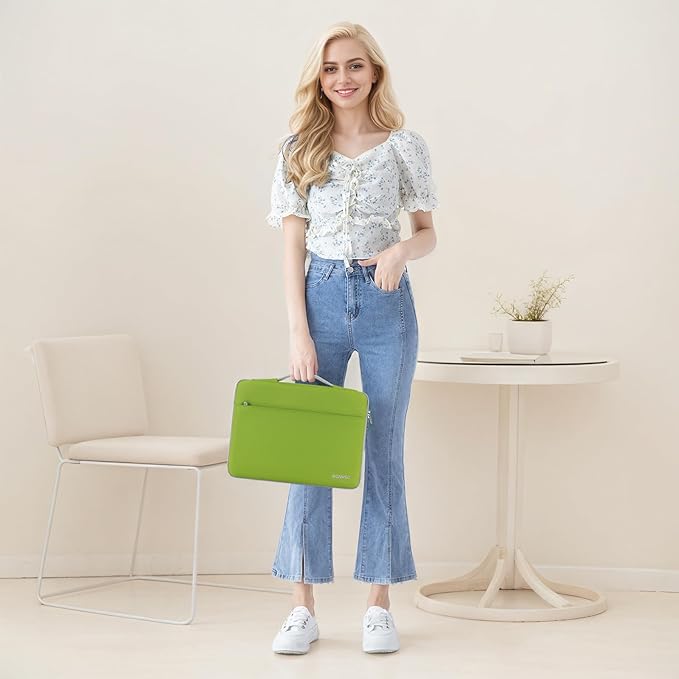 DOMISO 15.6 inch Laptop Case Sleeve Protective Cover Compatible with 16 inch MacBook Pro M4 M3 M2/Pro Max,15.6-16 inch HP Dell ASUS Lenovo Chromebook,Waterproof Computer Cases Bag,Tender Green