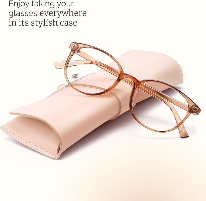 miyya Blue Light Blocking Glasses Women, Fashion Round Transparent Anti Blue Light Glasses with Anti Eyestrain & UV Glare