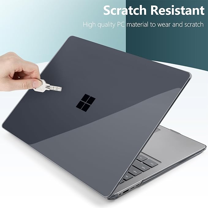 Batianda Crystal Case for Microsoft Surface Laptop 15-inch 7th Edition Copilot+ PC 2024 2025 Release Lightweight Durable Scratch-Resistant Easy Install, with Keyboard Cover & Screen Protector, Black