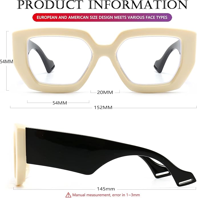 AIEYEZO Thick Frame Blue Light Glasses Men Women, Fashion Square Computer Eyeglass Anti Eyestrain & Prevent Headache