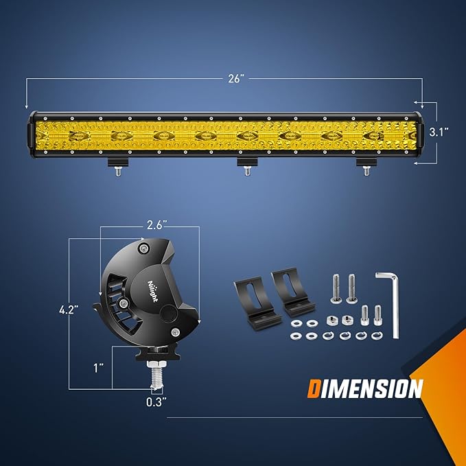 Nilight LED Light Bar 26 Inch 540W Yellow Flood Spot Combo Triple Row Driving Lamp Roof Bumper Off Road LED Work Lights Pods for Van Camper Wagon Car Pickup Golf Cart ATV UTV SUV Truck Boat 4x4