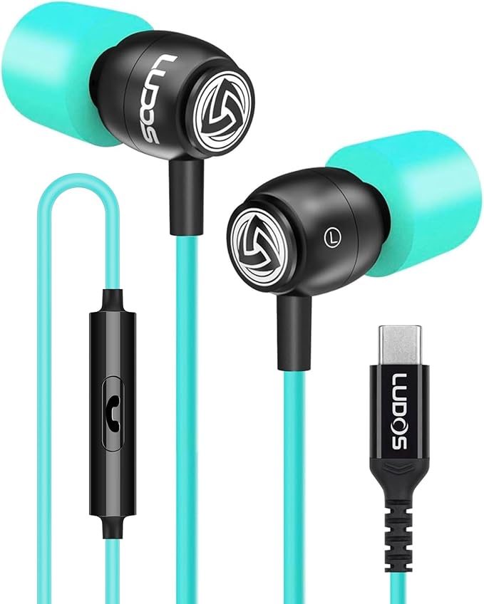 LUDOS Clamor USB C Headphones for iPhone 17 16 15 Pro Max Plus Air iPad Pro, 5 Years Warranty, USB-C Earbuds for Samsung Galaxy S26 S25 S24 S23 Ultra S22 S21 FE S20 A55 A54 A53, USB Type C Earphones
