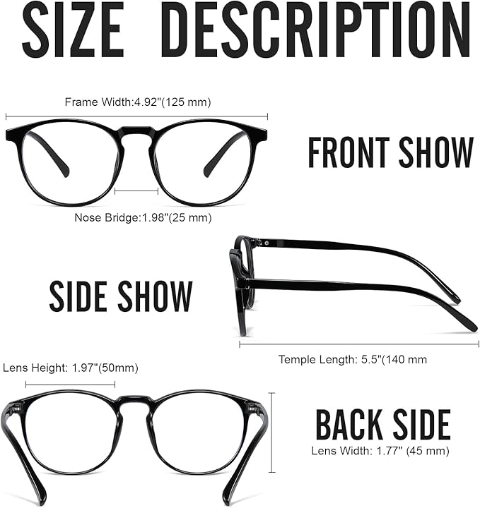 2 Pack Blue Light Glasses For Woman/Men Blue Retro Round Light Blocking Glasses