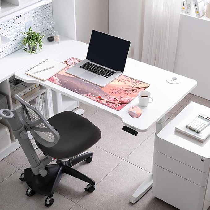 Gaming Mouse Pad Cherry Blossom Desk Mat Sakura Mousepad XL Desk Pad 24x12 Computer Mat Large Mouse Pads for Wireless Mouse Office Laptop Accessories Gift