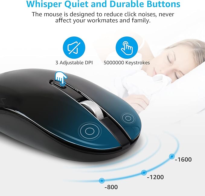 LeadsaiL Wireless Keyboard and Mouse Combo, Wireless USB Mouse and Computer Keyboard Set, Compact and Silent for Windows Laptop, Desktop, PC- Black