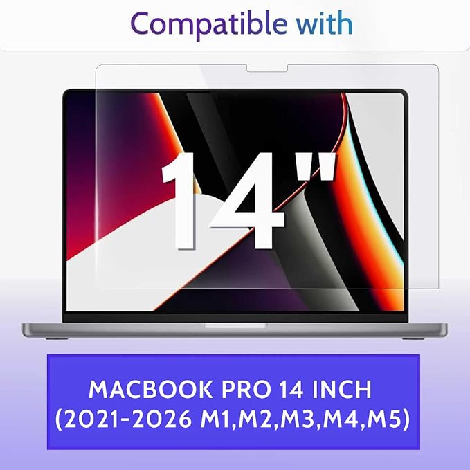Peslv 3-Pack Anti Blue Light Screen Protector for MacBook Pro 14 Inch(2021-2026, M1, M2, M3, M4, M5), 14.2" Mac Laptop Glare Filter Uv Blocker Shield Cover Eye Protection Film