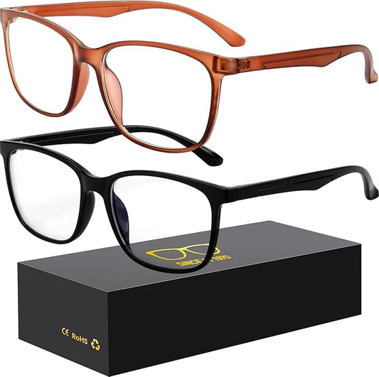 Oilway Blue-Light Blocking Glasses Computer Reading/Gaming/TV/Phones Glasses Fashion Anti Eyestrain Glasses for Women Men（A8 Black + Coffee）