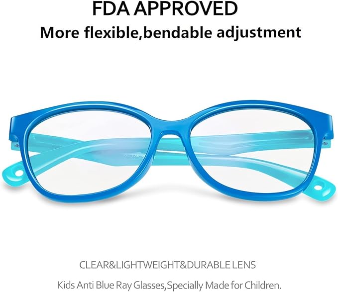 Blue Light Glasses for Kids Girls Boys with Cute Car Case, UV400 Protection, Anti Blue Ray Age3-12