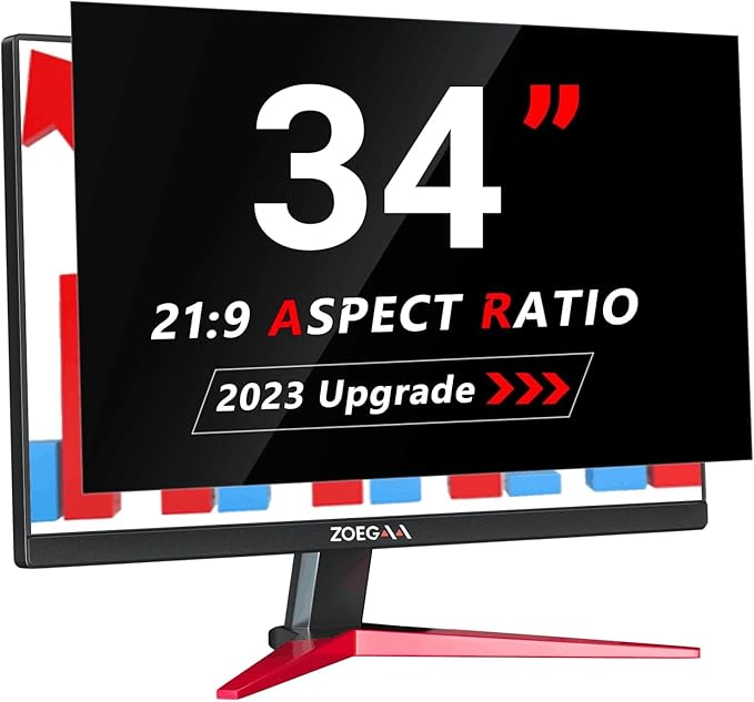 ZOEGAA 34 Inch Computer privacy Screen for 16:9 Widescreen Monitor,34 inch Removable Anti Blue Light Eye Protection Shield,Black Blackout Anti Spy Desktop Security Private Filter