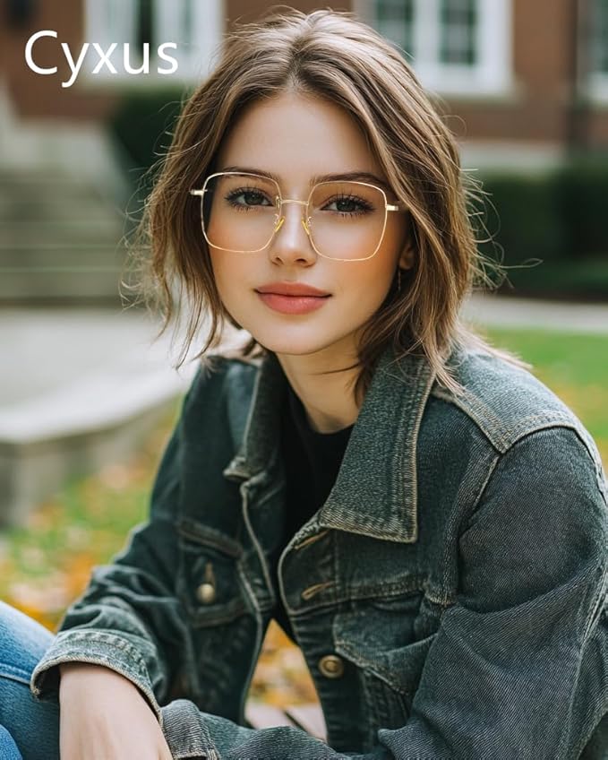 Cyxus Blue Light Glasses for Men and Women, Round Metal Frame Computer Eyeglasses for Office, Gaming, Reading 8090