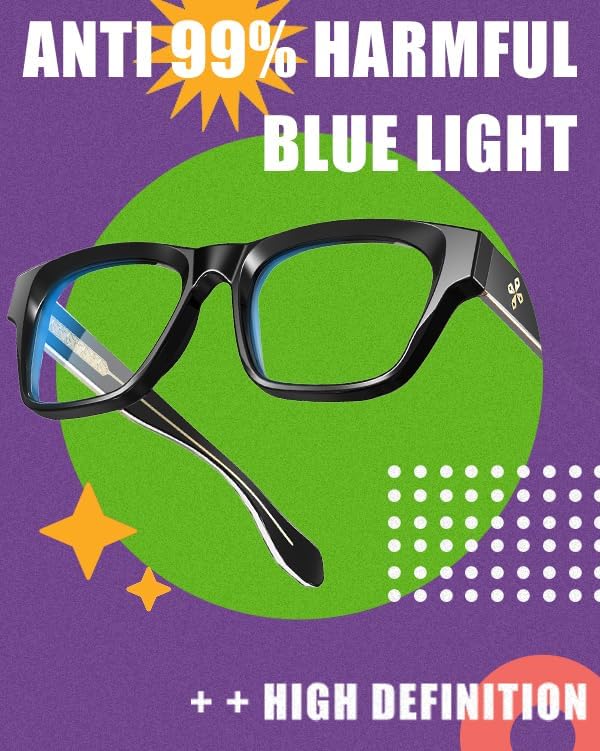 VISOONE Square Blue Light Blocking Glasses TR90 Clear Lens for Women Men BONA