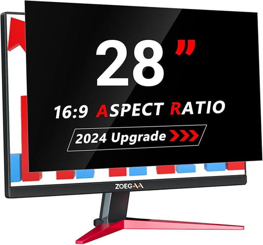 ZOEGAA 28 Inch 16:9 Computer Privacy Screen for Widescreen Monitor, 28 inch Removable Anti Blue Light Glare Eye Protection Shield, Black Blackout Anti Spy Desktop Security Private Filter