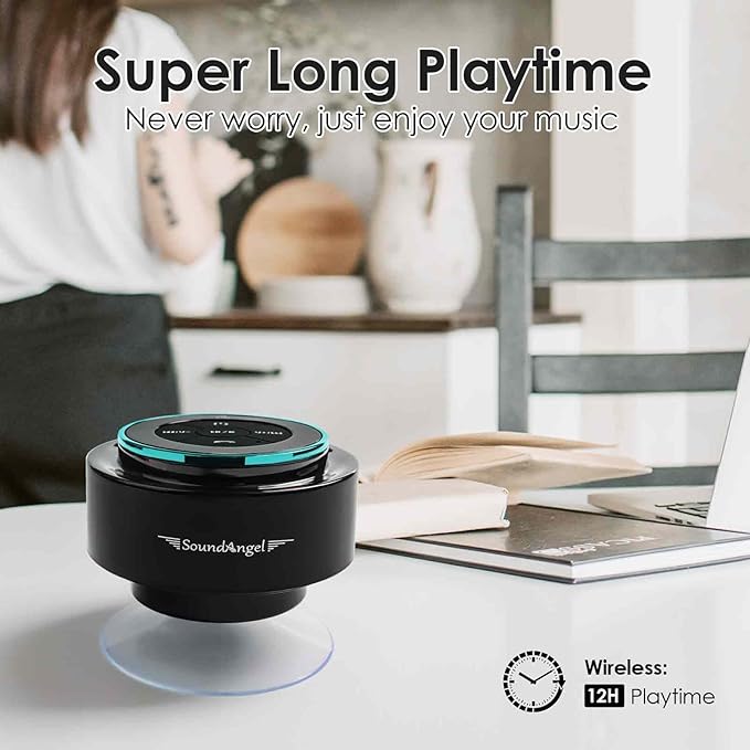 XLEADER, Upgraded, Pro Shower Speaker, Certified IPX7 Waterproof Bluetooth Speaker, with Suction Cup, Silicone Lanyard, 8W Crystal Sound&Rich Bass, 15H Playtime, Ideal Gifts - SoundAngel Mate(2 Gen)