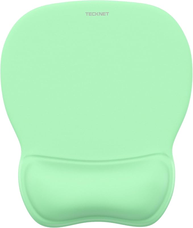 TECKNET Gel Mouse Pad with Wrist Rest, Ergonomic Office Mousepad with Wrist Support - Non-Slip & Smooth Surface Comfortable Desk Accessories Mat for Office, Gaming and Study - Green