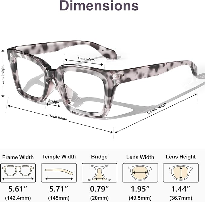 VISOONE Chunky Square Blue Light Blocking Glasses with Anti Computer Glare for Working Women Men MONTANA