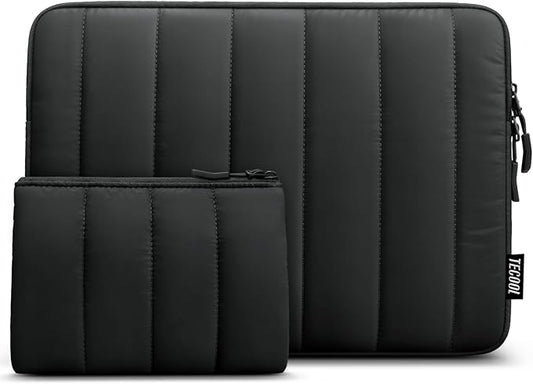 TECOOL Puffy Laptop Case 16 inch,Laptop Sleeve 16 inch for MacBook Pro 16 M5 M4 M3,16 Lenovo Thinkpad HP Acer Asus Dell Chromebook,Protective Waterproof 16 inch Sleeve Notebook with Small Case,Black