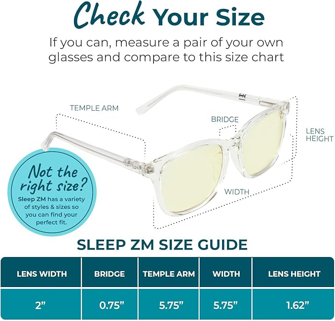 Sleep ZM Blue Light Blocking & Light Sensitivity Glasses - 8 Lens Types for Comfort, Relaxation, Sleep & Relief - 50+ Styles