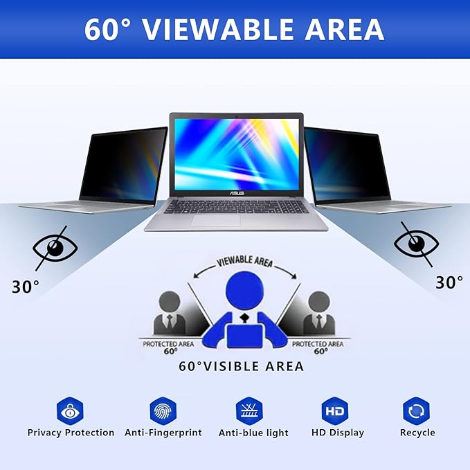 PYS Laptop Privacy Screen Shield 14 Inch, Privacy Screen Protector for 14In Laptop 16:9 Aspect Ratio,Anti Glare/Blue Light/Scratch Compatible with Lenovo/HP Envy/Dell/Acer/Samsung/Asus/Toshiba