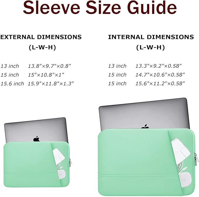 Laptop Sleeve Case 15.6 inch, Sturdy Portable Monitor Computer Laptop Case, Carrying Sleeve Bag 15.6'' with Pockets for MacBook PC Mac HP Lenovo Dell Asus Xbox Switch, Light Blue