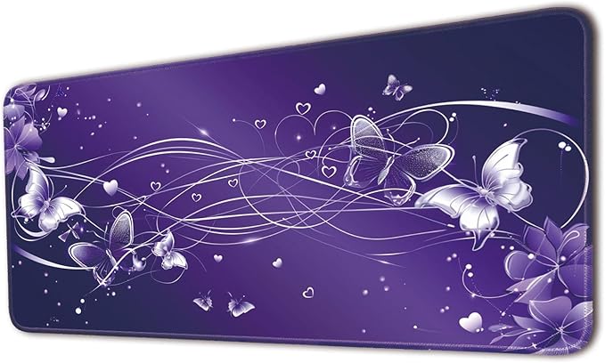 Desk Pad Protector, Office Desk Mat, Large Mouse Pad, Non-Slip Desk Blotter, 23.6x11.8 inch, Purple Butterfly