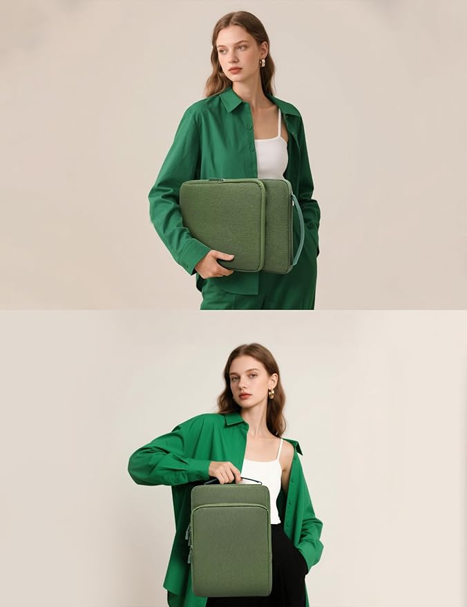 HYZUO 14-15 Inch Laptop Bag Sleeve for MacBook Air 15 M5 A3448 M4 M3 M2 2026-2023, MacBook Pro 15, XPS 14/15 Plus, 15" Surface Laptop, Notebook Case for 14" Dell HP Lenovo Asus Acer, Grass Green