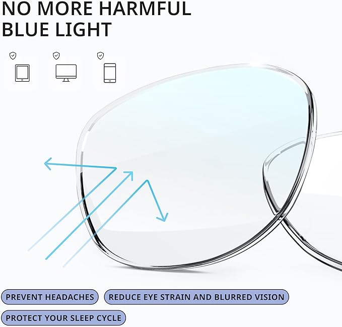 livho Retro Aviator Blue Light Blocking Glasses for Women Men with Soft Case, Trendy Rectangle Computer Eyeglasses
