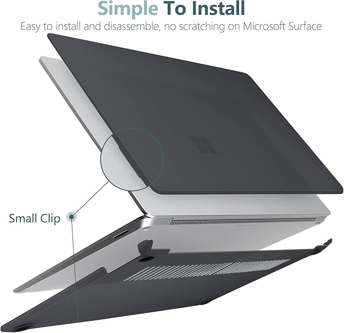 Batianda Premium Case for Microsoft Surface Laptop 13.8-inch Touchscreen 2024 (7th Edition) Lightweight Durable Scratch-Resistant, Easy Install, with Keyboard Cover & Screen Protector, Matte Black