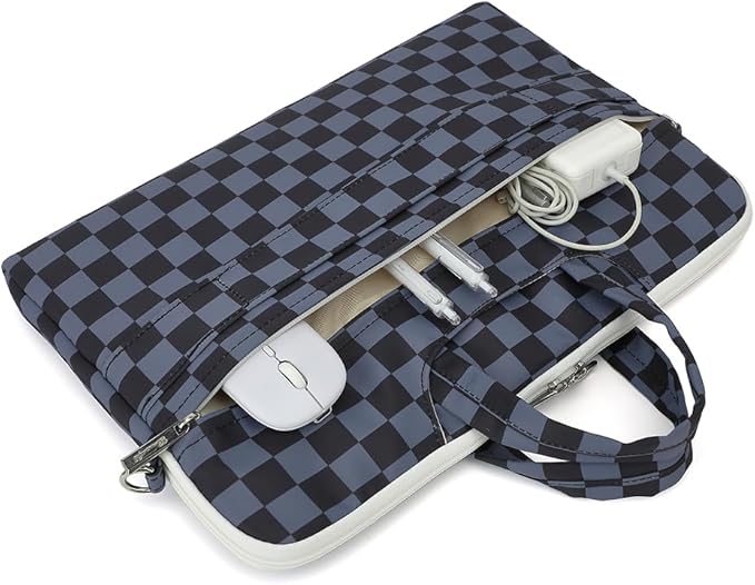 canvaslife Water Black Checker Pattern Laptop Shoulder Messenger Bag for 16 inch and 15.6 inch-16 inch Laptop