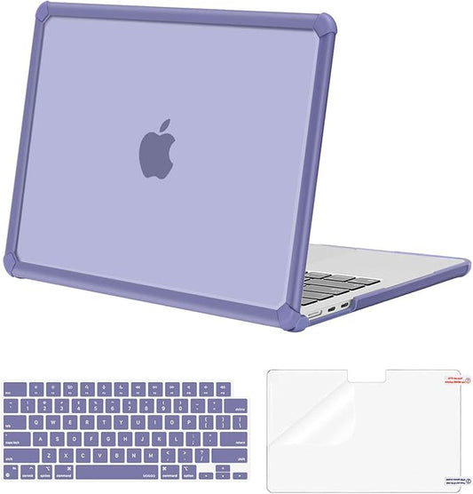 MOSISO Compatible with MacBook Air 13 inch Case M5 2026 M4 2025 M3 M2 2024-2022 A3449 A3240 A3113 A2681,3 in 1 Kit Crack-Resistant Heavy Duty Protective Plastic Hard Case with TPU Bumper,Lavender Gray