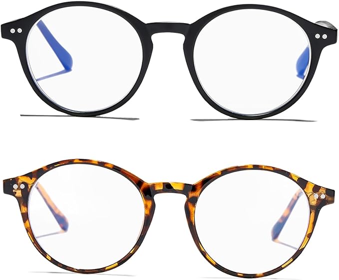 HJSTES Vintage Blue Light Glasses for Women Men Round Bluelight Blocking Glasses Thick TR90 Frame Eyeglasses