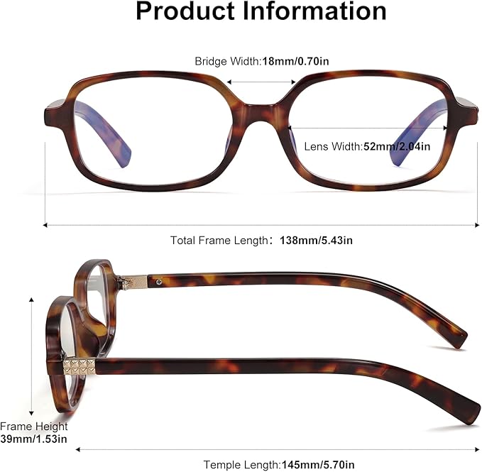 LIKSMU Blue Light Blocking Glasses for Woman Men Blue light Blocker Eyewear Trendy Rectangle Small Eyeglasses, 2pack