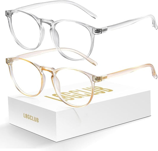 2 Pack Blue Light Glasses For Woman/Men Blue Retro Round Light Blocking Glasses