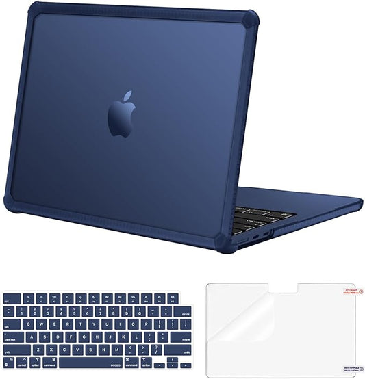 MOSISO Compatible with MacBook Air 13 inch Case M5 2026 M4 2025 M3 M2 2024-2022 A3449 A3240 A3113 A2681,3 in 1 Kit Crack-Resistant Heavy Duty Protective Plastic Hard Case with TPU Bumper,Midnight Blue