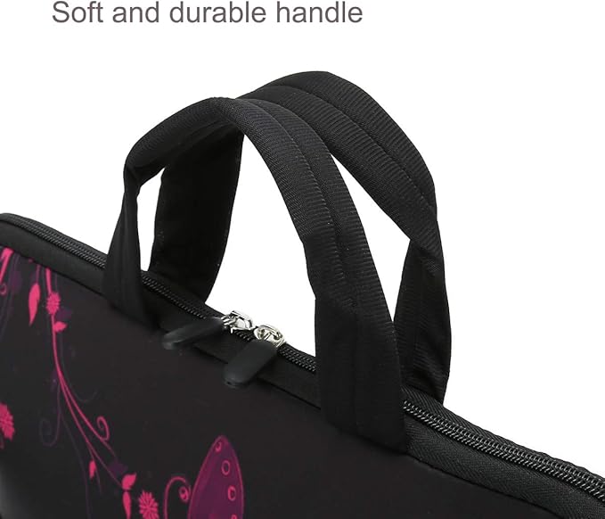 RICHEN 14 15 15.4 15.6 inch Laptop shoulder bag Notebook Handle Sleeve Neoprene Soft Carrying Travel Case with Accessories pocket (14-15.6 inch, Nice Butterfly)