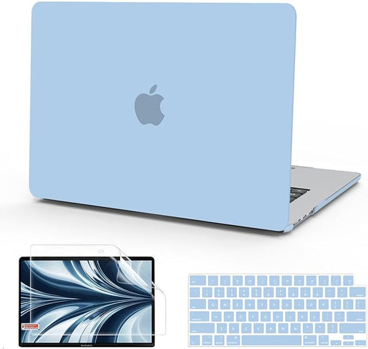 B BELK Compatible with MacBook Air 13.6 inch Case M5 2026 2025 2024 2023 2022 M4 M3 M2 A3449 A3240 A3113 A2681 Liquid Retina Display, Plastic Hard Shell Case+Keyboard Cover+Screen Protector, Airy Blue