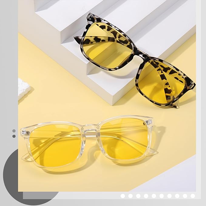 Polarized Sunglasses for Women Men, Night Driving Glasses Anti Glare Yellow Lens UV 400 for Day Night Use