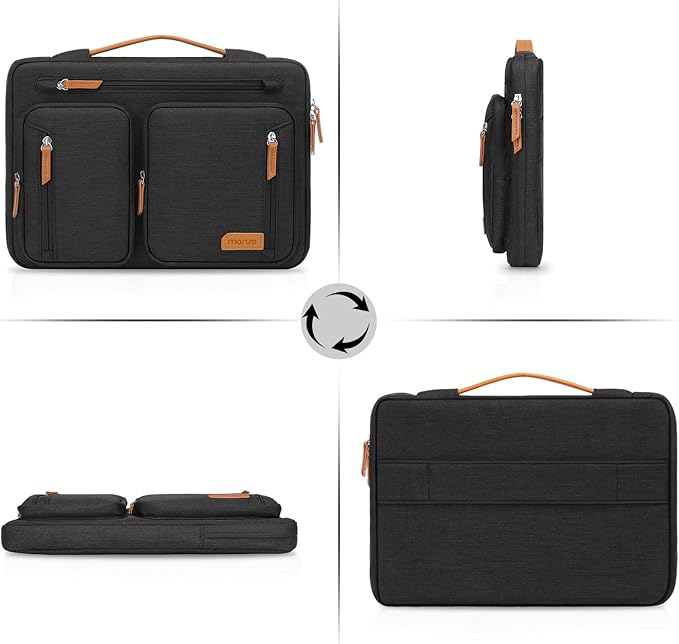 MOSISO 360 Protective Laptop Case 13.3 inch, 13-13.3 inch Laptop Sleeve Compatible with MacBook Air/Pro 13/Pro 14, HP Dell Acer, Side Open Carrying Computer Bag with 5 Accessory Pockets&Belt, Black
