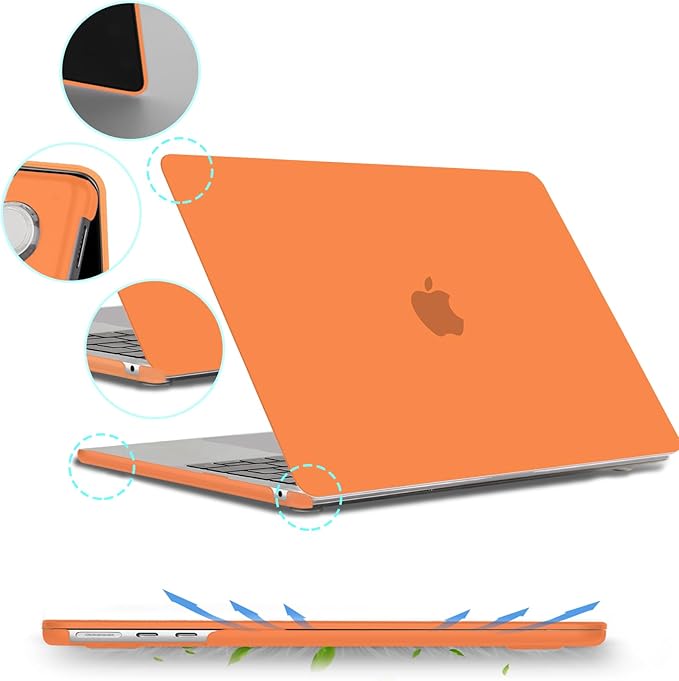 B BELK Compatible with MacBook Air 13 inch Case M5 2026 2025 2024-2022 M4 M3 M2 A3449 A3240 A3113 A2681, Plastic Hard Shell Case+Keyboard Cover+Screen Protector for MacBook Air 13.6 inch Case, Orange
