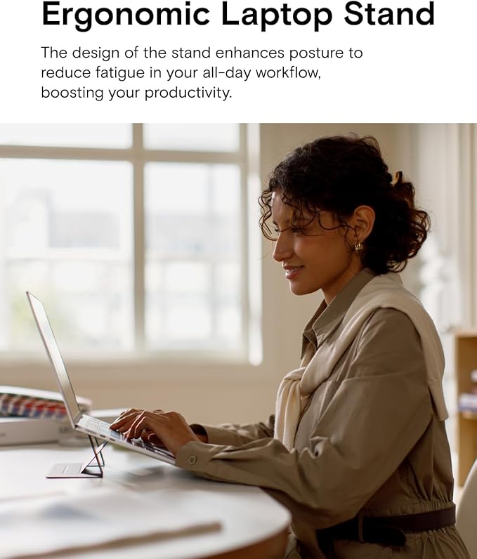 MOFT Laptop Stand for Desk, Adhesive MacBook Computer Stand with 2 Adjustable Viewing Angles, Foldable and Portable Laptop Riser Compatible with 11"-16" Laptops, Earthen Beige(Adhesive Version)
