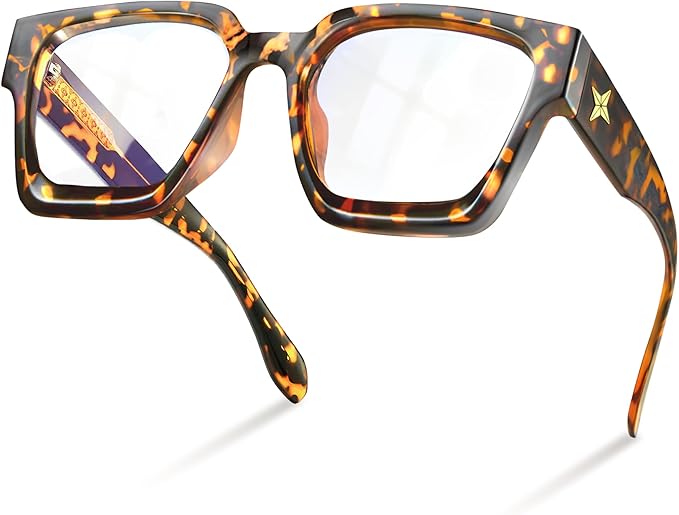 livho Oversized Eyewear Frame for Woman and Men - Rectangle Fashion Glasses for Computer, Chic Preppy Frame