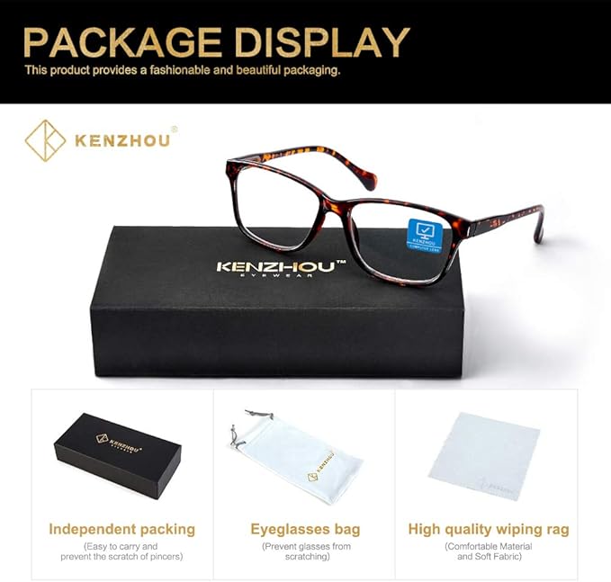 K KENZHOU Blue Light Glasses for Woman Men Bluelight Blocking Glasses for Computer Gaming Phones,Anti Eye Strain & UV Glare