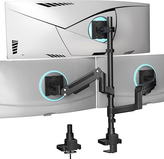 WALI Triple Monitor Mount - Extra Tall 3 Monitor Desk Mount for 13-49 Inch Ultrawide Screens, Up to 44 lbs, Fully Adjustable Heavy Duty Monitor Arm, VESA 75/100 mm (GSDM003-P), Black