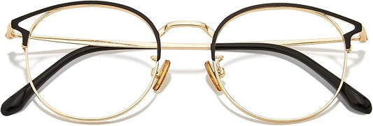 Cyxus Blue Light Glasses for Men and Women, Round Metal Frame Computer Eyeglasses for Office, Gaming, Reading 8090