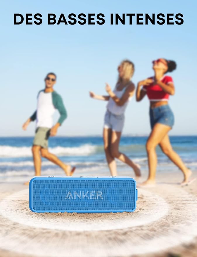 Anker SoundCore 2 12W Portable Wireless Bluetooth Speaker: Better Bass, 24-Hour Playtime, 66ft Bluetooth Range, IPX5 Water Resistance & Built-in Mic, Dual-Driver Speaker (Renewed)