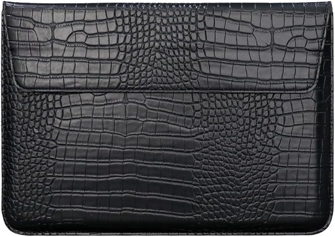 Laptop Sleeve Case 13-13.6 Inch Crocodile PU Leather Flip Cover with Stand Function for 2016-2026 MacBook Neo 13 A18 Pro A3404 Air 13 Pro 13 M5 M4 M3 M2 M1, for HP Dell Lenovo Laptop, Black